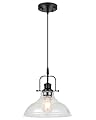 WILON Seeded Glass Pendant Lights Kitchen Island Lighting, Black Modern Farmhouse Pendant Light Fixture with E26 Base, Vintage Hanging Ceiling Lamp for Kitchen Sink Hallway Dining Room Entry Hall