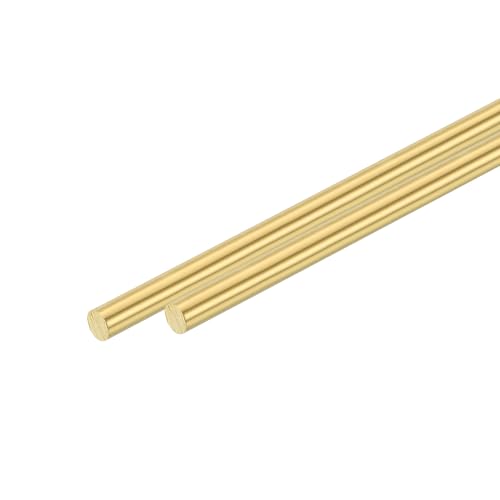 uxcell 2 Pcs 7/32"(5.5mm) Dia Brass Solid Round Rod, 12"(305mm) Length H62 Brass Lathe Bar Stock Round Brass Rod for DIY Crafts Industry Construction