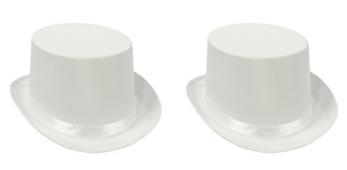 Chapeau haut de forme blanc satiné Beistle lot de 2 pièces taille unique - 2