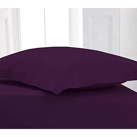 Sleep and Beyond Egyptian Cotton 200 Thread Count Envelope Closure Oxford Pillow Cases 2 Pack (Aubergine) Cover