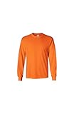 Puños acanalados Gildan Camiseta de manga larga de algodón pesado para hombre, estilo G5400, paquete de 2, (Safety Orange), Small