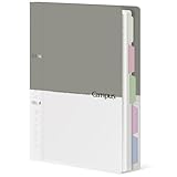 KOKUYO Cuaderno en espiral de 5 materias, cuaderno de campus, 110 hojas, A4, recargable, con pestañas divisorias, cuaderno con rayas universitarias para tomar notas, gris, importación de Japón