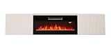 Homlando Mueble bajo para TV de 180 cm, moderno soporte de TV con espacio de almacenamiento para el salón, aparador Hi-Fi, chimenea eléctrica, frente decorativo