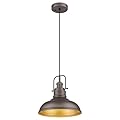 zeyu Farmhouse Pendant Light, 1-Light Industrial Hanging Light Fixture 11-inch, Oil Rubbed Bronze Finish, 016-1 ORB