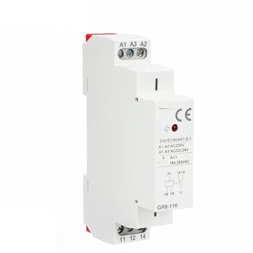 Relé auxiliar GR8-208 con conmutación SPDT electrónica y alta capacidad de 16A