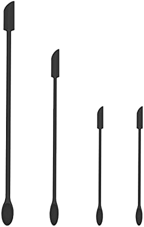 Silicone Spatula Set Mini Jar Scraper Small Silicone Spatula Makeup Spatula Mini Spatula Lotion Stirrer Get from Food Bottles Beauty Products (Black)