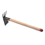 Azada y rastrillo de jardinería manual de 19,7', herramienta multifuncional for aflojar el suelo de acero con alto contenido de carbono con mango de madera for desmalezar y cavar, color negro