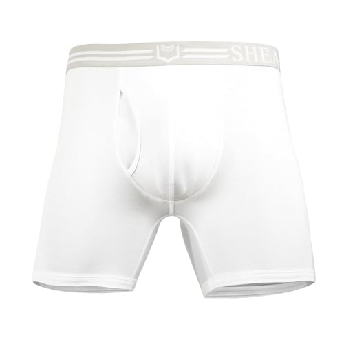 SHEATH 4.0 Men's Modal Dual Pouch Boxer Briefs | Premium Comfort Underwear White/Grey