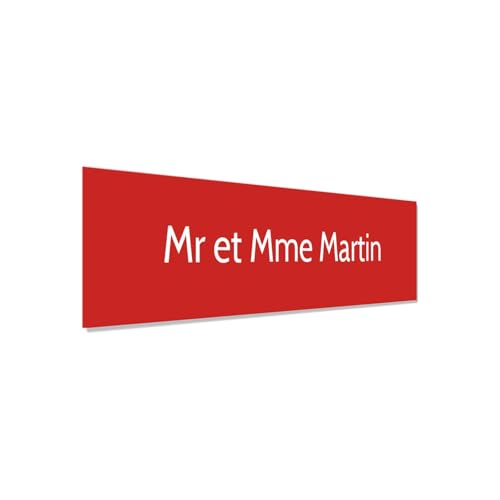 DECOHO - Plaque adhésive interphone personnalisée - Étiquette Plastique bi-Couche Rouge Lettres Blanches - Gravure Laser Durable - 60x15 mm, épaisseur 1, Rouge