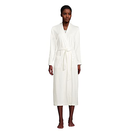 Lands' End Womens Supima Cotton Long Robe Ivory Regular Large #TOP10