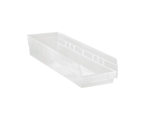 QUANTUM STORAGE SYSTEMS K-QSB106CL-6 6-Pack Plastic Shelf Bin Storage Containers, 23-5/8 inch x 6-5/8 inch x 4 inch, Clear