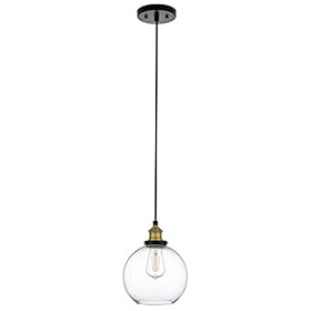 Linea di Liara Primo Large Black and Gold Glass Globe Pendant Light Fixture Farmhouse Pendant Lighting for Kitchen… 21D55MuuKBL. SS280