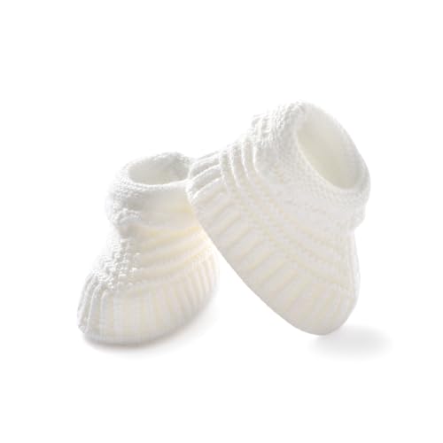 Neiwech Baby Booties Newborn Warm Cozy Shoes Soft Hand Knit First Walkers for Infant Boy Girl White 0-3 Months