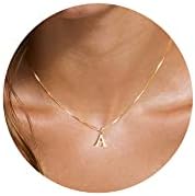 Foxgirl Gold Initial Necklaces for Women, Dainty Gold Letter Necklace Tiny A-Z Pendant Choker Necklace Trendy Cute Personalized Monogram Name Necklace Gold Jewelry Necklace for Women Gift