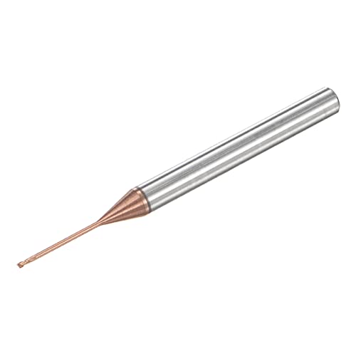 Image of uxcell Square Nose End Mill, 0.8mm Solid Carbide AlTiSin Coated Long Reach CNC Router Bits 2 Flutes Milling Cutter with Extended Neck, 12mm Cutting Length 4mm Shank
