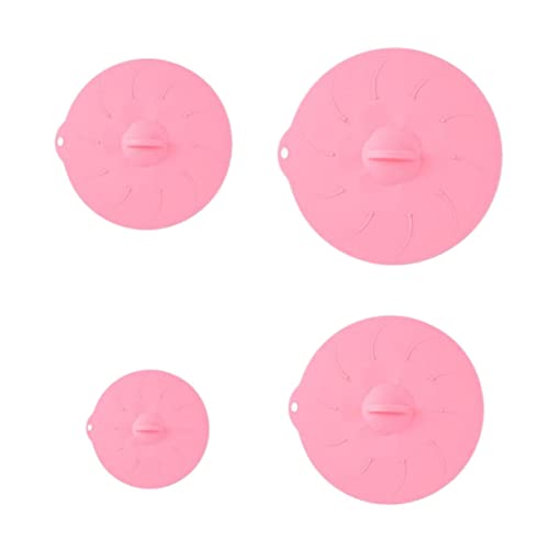 Cabilock Juego De 4 Uds. Tapas Selladas Multifunción Cacerola Tapa Del Tazón Wok Bol Platos Pantalla Sartenes Bochas Arriba Condimento Microonda Salpicar Cocina Reutilizable Saltear Rosa