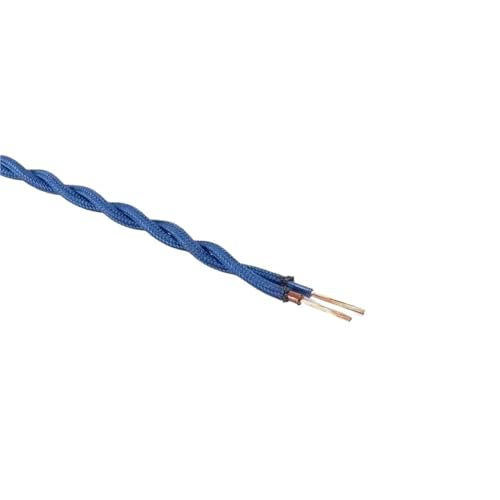 3-100pcs 18 AWG 2-Conductor Cable | Hemp Rope Braided Vintage Lamp Cord for Retro DIY(Sapphire blue,30m)