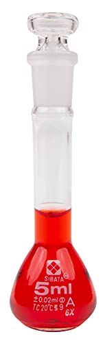 Vee Gee Scientific Sibata 2306A-5 Class A 5mL Volumetric Flasks with Ground Glass Stopper (Pack of 6)