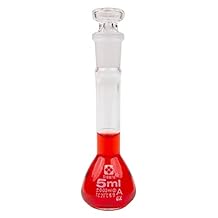 Vee Gee Scientific Sibata 2306A-5 Class A 5mL Volumetric Flasks with Ground Glass Stopper Pack of 6