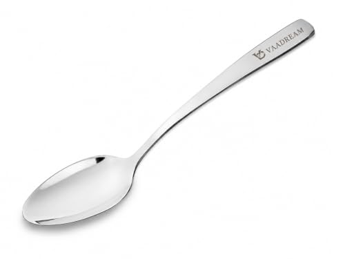 Image of VaaDream Stainless Steel Tea Spoon Set | Pack of 6 | Durable & Food-Grade Cutlery Stainless Steel Tea Spoon Set for Tea, Coffee, Sugar & Spices, Small Spoons, Silver, Thickness: 1.8mm, Length: 14.5 cm