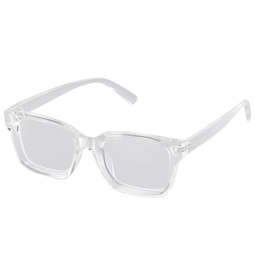 Homirty Occhiali Luce Blu Uomo e Donna, Montatura per Occhiali con Lenti Trasparenti, Cornice Quadrata, Montature per Occhiali Alla Moda Accessori, per la lettura di giochi PC (Bianco)