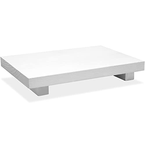 Nuogo Wood Riser Tray Soap, Stand Soap Tray for Kitchen Sink, Wood Pedestal for Kitchen Counter Sink Stand Decorative Rustic Bathroom Dishes Plant Bottles Candles Display(12 x 7 Inch,White)