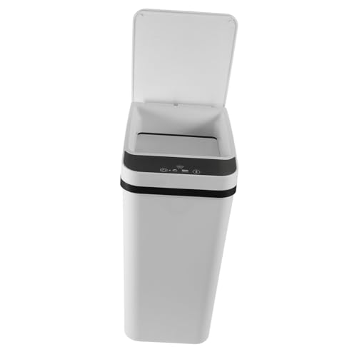 Bote de basura automático rectangular plástico blanco miniatura 1