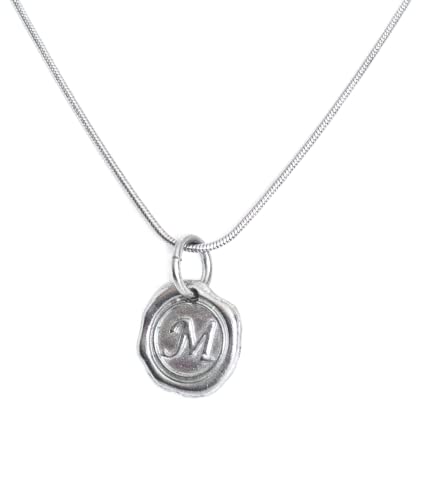 Handmade Pewter Wax Seal Initial Gifts - Custom Monogram Pendant Necklace and Earrings - Bridesmaid Jewelry Gift Sets