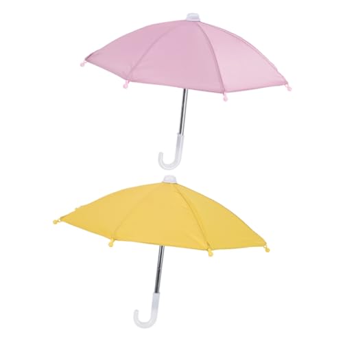 MAGICLULU 2 Stück Kompaktes DIY Regenschirm Universeller Sonnenschutz für Handy Leichtes Motorrad zubehör Gelb als Dekorativer Handy Sonnenschirm und Geschenk