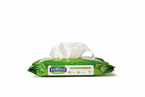 Fitright Aloe Personal Cleansing Cloth Wipes, Scented, 8 X 10 Inch Adult Large Incontinence Wipes, 68 Count, Pack Of 12 #TOP2