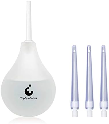 TopQuaFocus Enema Bulb Enema Kit Vaginal Anal Douche for Men Women 8OZ / 224ml Capacity with 4 Replaceable Nozzles (Clear)