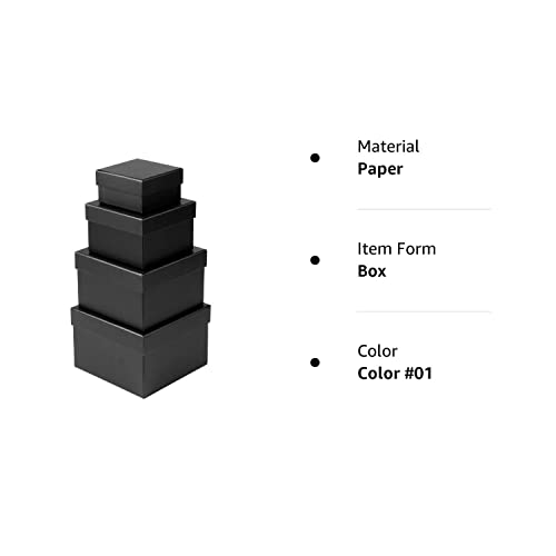 Square Gift Boxes With Lids Set Of 4 Black Gift Box Assorted Sizes Nesting Gift Boxes For Presents Birthday Bridesmaid Wedding Valentines Christmas Party Favor Boxes #TOP7
