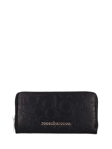 Roccobarocco Portafogli Nero RBRP10101 portefeuille noir zippé pour homme et femme