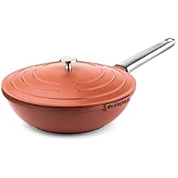 Westinghouse Wok Westinghouse PERFORMANCE Serie WCCW0095028OR - Sartén wok con tapa, 28 cm, apta para inducción, todo tipo de cocinas y horno, mango fresco de acero inoxidable, color rojo, rojo