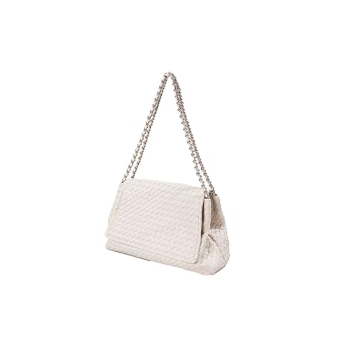 Handmade woven genuine leather bag for Women,vintage large-capacity shoulder bag with chain.Travel crossbody bag,purse.