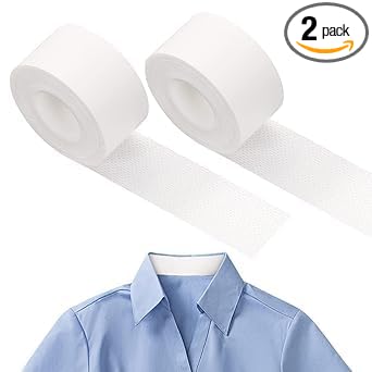 2 Roll Disposable Collar Protector Sweat Pads Self-adhesive Shirt Collar Protector Comfortable Collar Sweat Pads Shirt Neck Liner Invisible Protector Hat Sweat Liner Against…