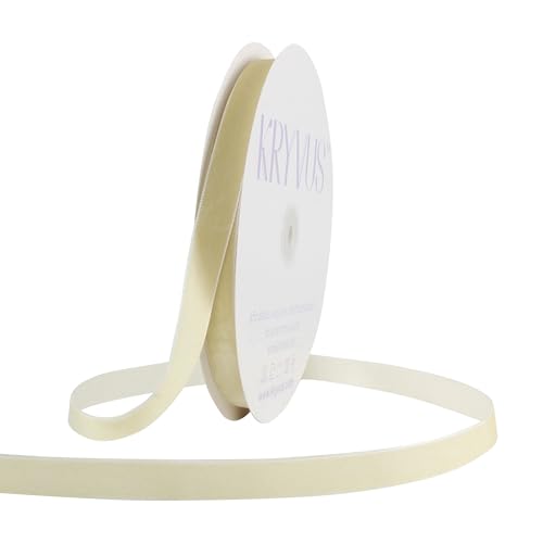 Kryvus Cream Velvet Ribbon 5/8 Inch x 25Yards, Nylon Vintage Velvet Ribbons Perfect for Christmas Decoration, Handmade Craft, Gift Wrapping, Bow Making, Bouquet Packaging
