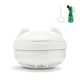 Cute Retainer Case with Removal Tool & Mirror, Compact Partial Denture Bath Cup with Strainer & Brush, Leakproof Soaking Container for Aligners, Mouth Guards, Night Guards, Veneers (White Cat)