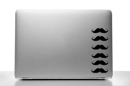 Image of 6 Mustache Pieces Funny Laptop Vinyl Decal Wall Window Mirror Outlet Yeti Bathroom 2 Inch Each Black