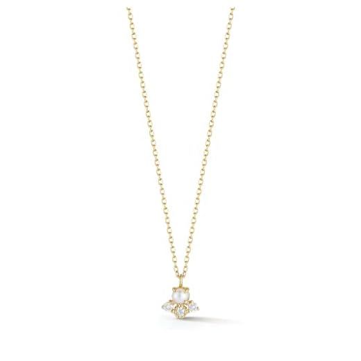 Mateo New York, 14kt The Little Things Pearl and Diamond Necklace