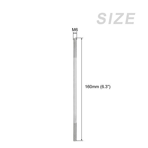 METALLIXITY Doppelseitige Stiftschrauben (M6-Gewinde 160 mm Länge) 5 Stück, 304 Edelstahl-Doppelgewindestangenbolzen – für die Hauswartung
