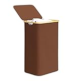 SpaceAid Laundry Hamper with Lid, 110L Large Tall Clothes Basket Bin with Bamboo Handles, Collapsible Laundry Hamper for Bedroom, Bathroom, Dorm, Laundry Room - Brown
