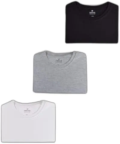 Kit Com 3 Camisetas Masculinas Básicas - Branco e Preto e Cinza M
