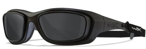 Wiley X Gravity Sunglasses, ANSI Z87 Safety Glasses for Men and Women, UV Eye Protection for Shooting, Fishing, Biking, and Extreme Sports, Matte Black Frames, Smoke Grey Tinted Lenses, Rx Rim4