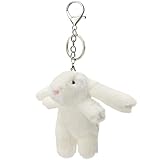 UPTARD Bunny Keychain Plush 3.5'Inch Bag Charms Cute Stuff Mini Backpack Purse Charms Rabbit Women Girls Gift (Beige)