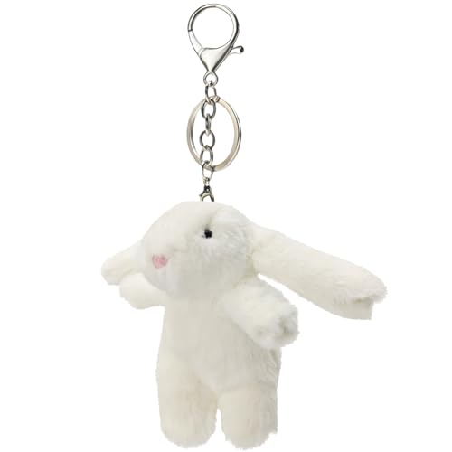 UPTARD Bunny Keychain Plush 3.5'Inch Bag Charms Cute Stuff Mini Backpack Purse Charms Rabbit Women Girls Gift (Beige)