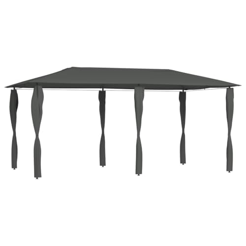 Homgoday Cenador con Cubiertas Postes Antracita 2,98x5,3x2,59 m 160 g/m² Carpa Camping con Techo, Cenador con Techo Gazebo Exterior Impermeable y Protector Solar, para Fiestas Patio Camping