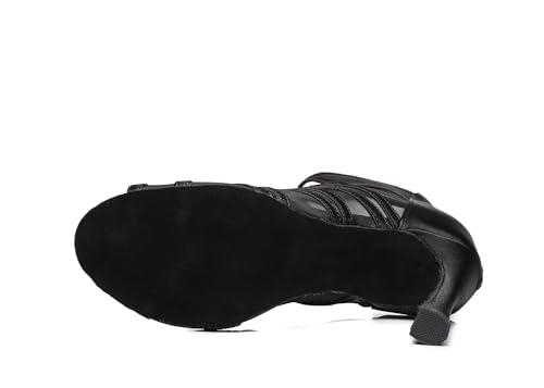 Image of Dance Practice Shoes for Women Mesh Ballroom Sandals Heels Party Prom Ankle Booties with Zip