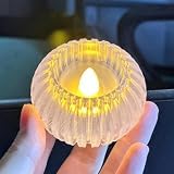Image of CAVY LED Tealight Candles Flameless & Smokeless Decorative Candles Tealight with Ripped Crystal Design Battery Operated Flickering Candle for Diwali Decoration,Wedding,Birthday,Home Decor (Set of 24)