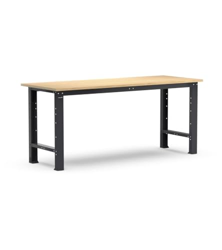 FAMI - Banco da Lavoro Garage Fisso Linea 391 in Acciaio con Piano in Multiplex di Faggio, Portata 1000 kg – Banco Officina Professionale Modulare, L2000xP750xH877 mm (Lunghezza 2000 mm)